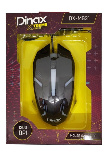 Imagen 2 de 5 de Mouse Gamer Dinax Óptico Retroiluminado Usb Luz Led Colegio