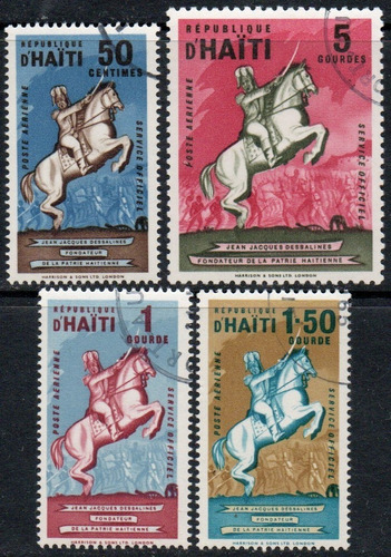 Haití Serie Servicio Oficial Aéreo X 4 Caballos Año 1962 