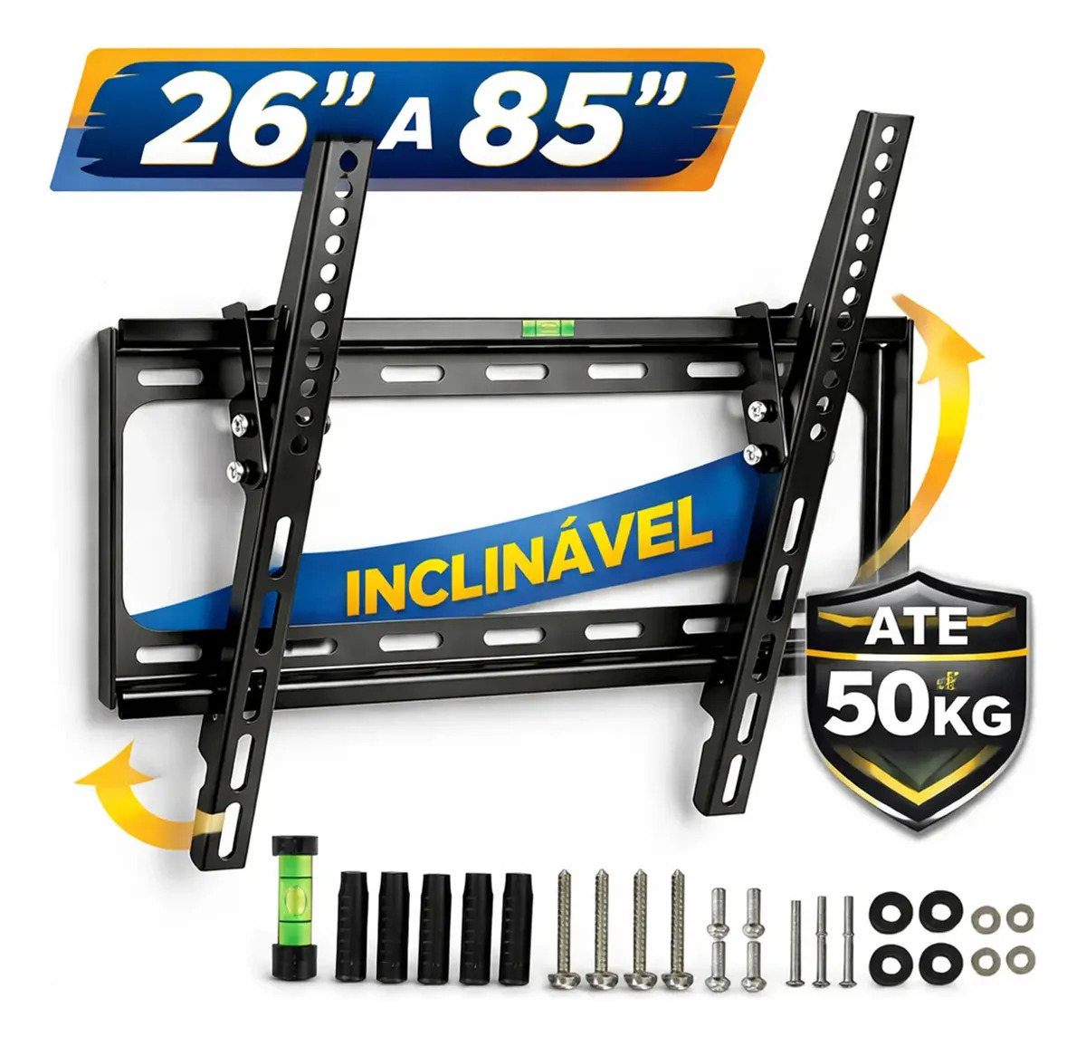 Suporte Tv Parede Inclinavel 27 Á 85 Polegadas Reforçado Até 50kg Blisco Televisao 32' 43' 50' 55' 65' 75' 85' Preto