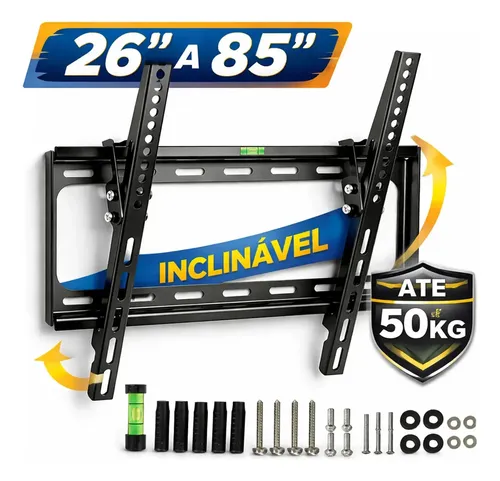 Suporte Tv Parede Inclinavel 27 Á 85 Polegadas Reforçado Até 50kg Blisco Televisao 32' 43' 50' 55' 65' 75' 85' Preto