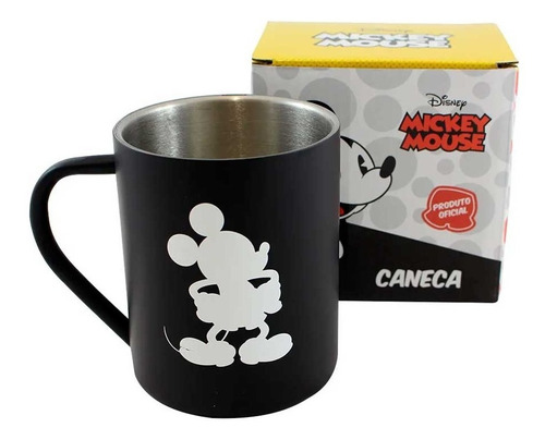 Imagem 3 de 3 de Caneca De Aço 400ml Silhueta Mickey Mouse Disney Original