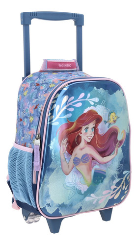 Kit Mochila Ruedas Kinder + Lonchera Chenson Ariel Agry 2025 Azul Claro Liso