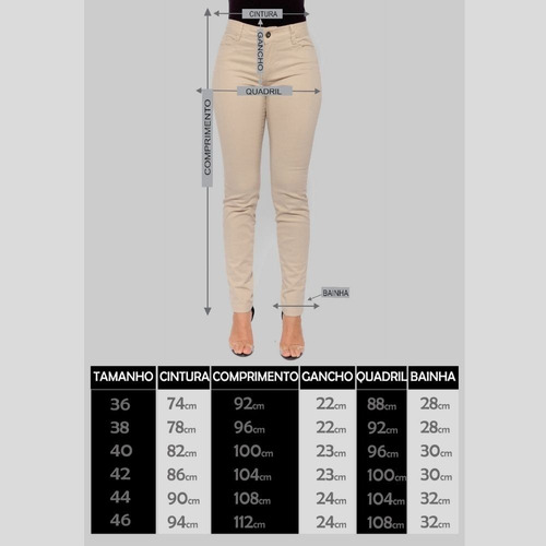 Imagem 7 de 7 de Calça Feminina Alfaiataria Creme Claro Skinny Modela O Corpo