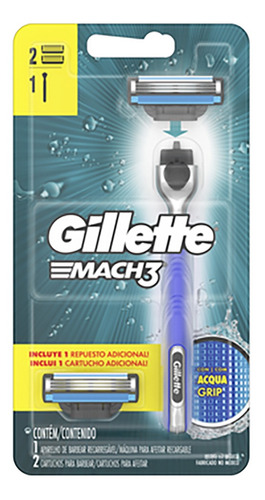 Maquina Afeitar Gillette Mach3 Aqua + 2 Cartuchos