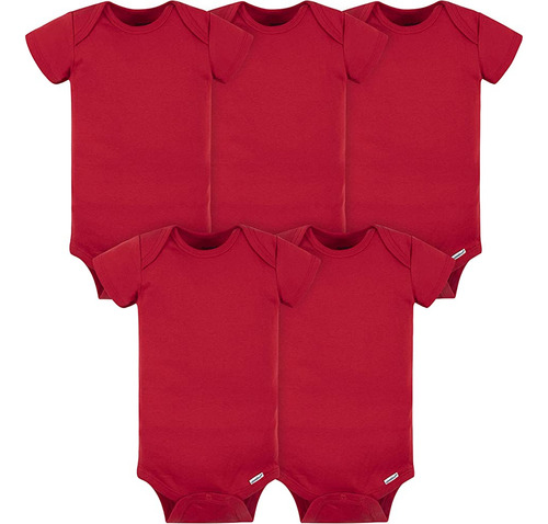 Gerber Baby Boys 5-pack Solid Onesies Bodysuits Camisa, Rojo