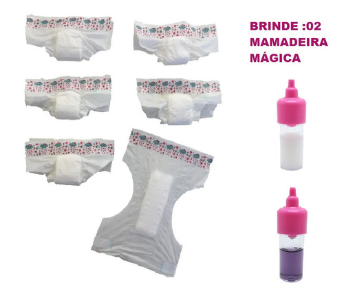 Imagem 2 de 6 de Kit C/ 50 Fralda Boneca My Little Baby Alive E Outras + Brin