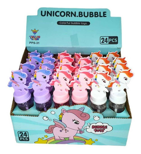 Set 24 Burbujeros 14 Cm Unicornio Fiesta Sorpresita Ltf Shop