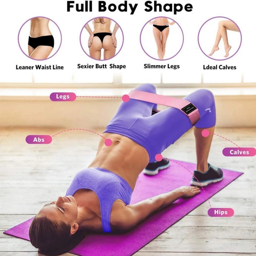 Imagen 7 de 9 de Banda Elástica Tela Resistencia Fitness Pilates Gym Yoga