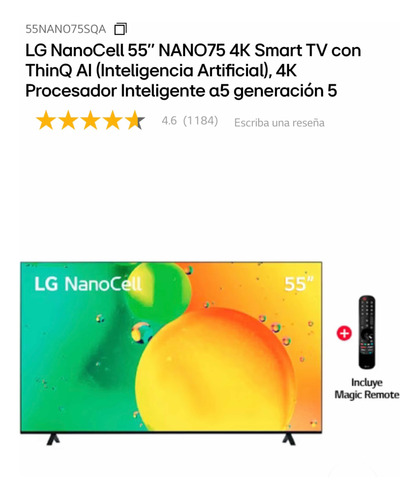 Tv LG De 55 Nano75