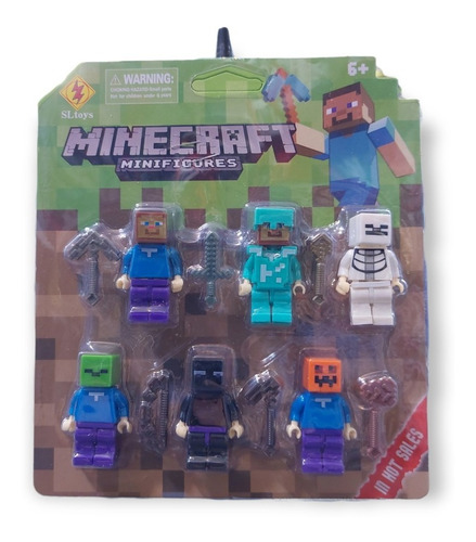 Set 6 Figuras Minecraft Articulados Y Accesorios