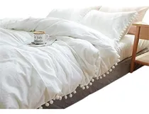 Comprar Funda Duvet  Plumón Pompones King Blanco Algodón Pima