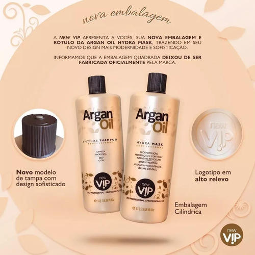 2 Kit Escova Progressiva Vip Argan Oil 2x1000ml A Original!
