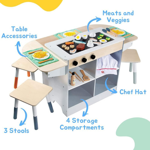 Cocinita Grande Niños Chef Juguete Jugar Madera Comidita