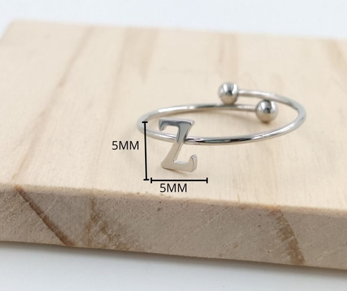 2 Uds De Anillos Con Inicial Acero Inoxidable Vie Or Z Ajustable