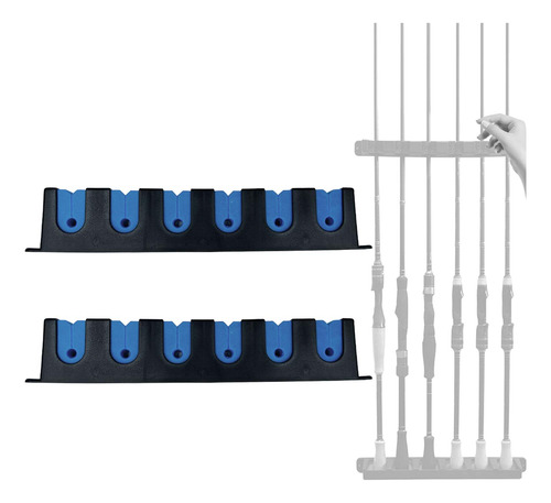 Soportes Horizontales Para Cañas De Pescar, Estantes Azul