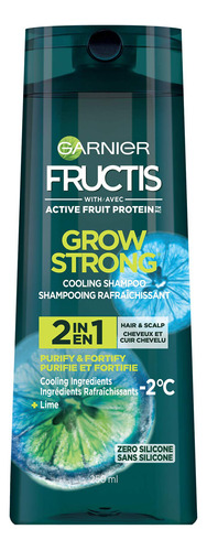 Garnier Fructis Grow Strong Champú Refrescante, 2 En 1 Para