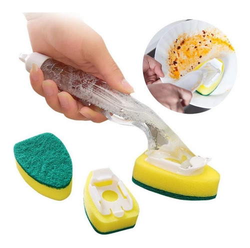 Esponja DISH WAND esponja mango y dosificador 2 en 1 de esponja 2 u