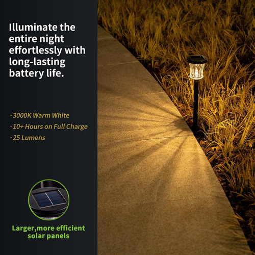 Luces Solares De Cristal Para Caminos Al Aire Libre, Imperme