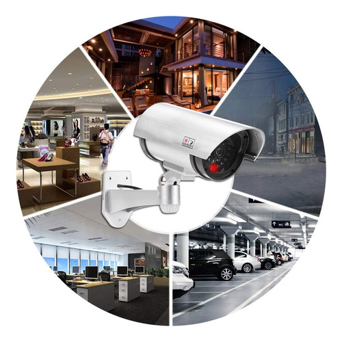Camara Seguridad Falsa Exterior Con Luz Led Vigilancia