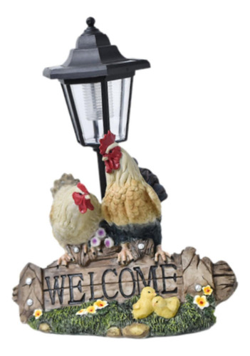 Luz De La Estatua Solar Del Jardín, Adorno De Césped Pollo