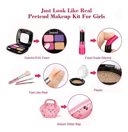 Kit De Maquillaje Simulado Para Niñas, Set De Maquillaje Bás