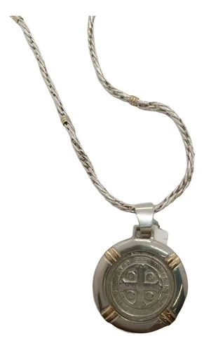 Medalla San Benito Y Cadena Plata Y Oro(cad614)