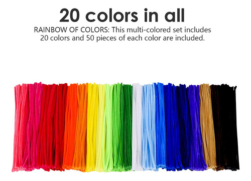Limpiapipas, 1000 Unidades Y 20 Colores Surtidos De 12 Pulga