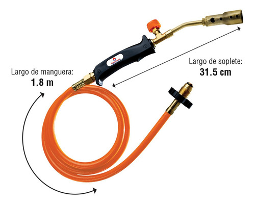 Soplete Con Manguera Y Dos Boquillas Flamineta