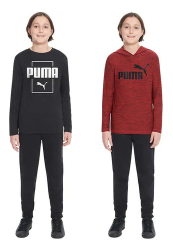 Puma Camiseta Manga Larga Niños Activewear Original Pack X2