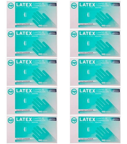 10 Guantes De Latex Descartable Examinación X 100 Unidades