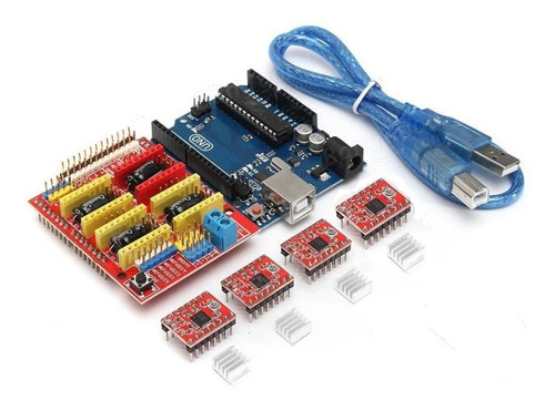  Arduin Uno R3 Genérico + Shield Cnc+4 Driver A4988+cable