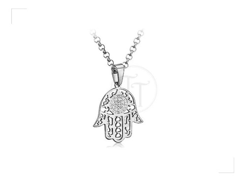 Collar Hamsa Mano De Fátima Titanio 18k Fortuna