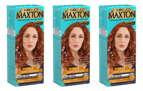 Coloraçao Maxton 7.44 Louro Medio Acobreado-kit C/3un