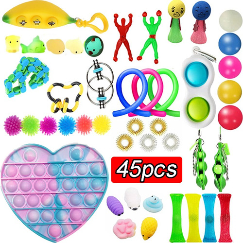 45pcs Poper Push Pop Sensory Fidget Juguete Ayuda A Restaura