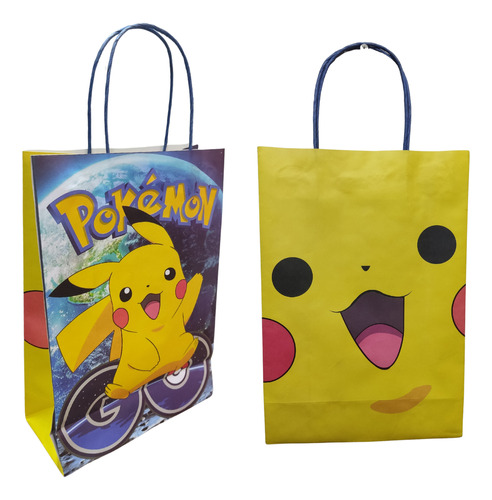 Pack 10 Bolsas De Papel De Cumpleaños Pokémon 32*22 Cm