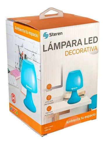 Lámpara Led Decorativa De Pilas | Lam-140az Color De La Estructura Azul Color De La Pantalla Azul