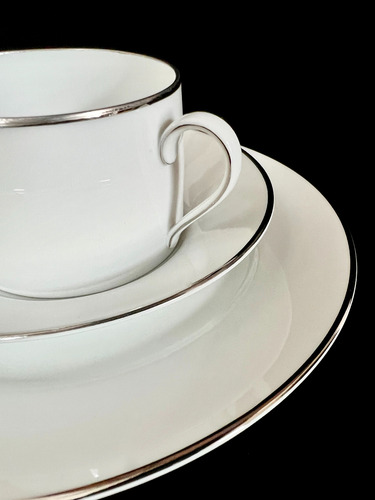 Trio De Te Lorenz Hutschenreuther Germany White Silver C1955 Blanco White Silver Line (Usado)