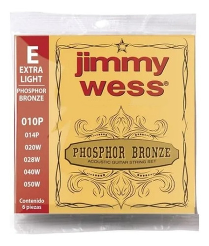 Cuerdas Jimmy Wess P/guitarra Acústica Phosphor Bronze 10-50