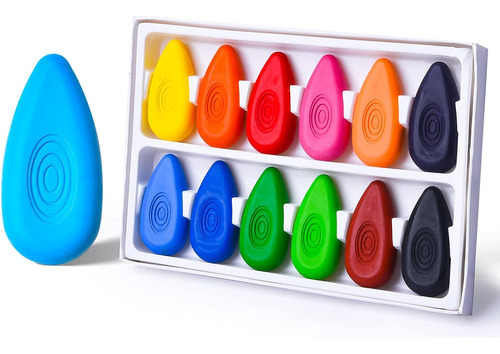 12 Crayones Lavables Con Forma De Gota Para Niños