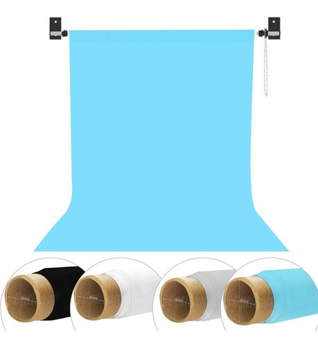 Kit Fundo Infinito Papel 2x5 M + Suporte De Parede Teto Cor Azul-claro Desenho impresso Liso