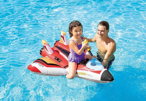 Avion Inflable Con Pistola 117x117cm Hasta 40kg +3años Rojo