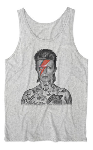 Musculosa David Bowie Tatuajes Gris Melange