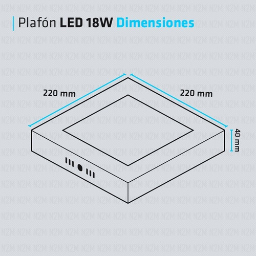Plafon Led Cuadrado Aplicar 18w Panel Marco Plata Color Plateado Color De La Luz Blanco Cálido