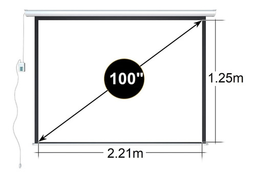 Ecran Eléctrico 100 PuLG (16:9) 2.21x1.25m / Fibra De Vidrio