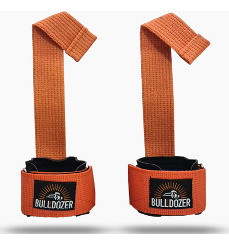 Strap Profissional Com Munhequeira Musculação Cross Academia Cor Laranja