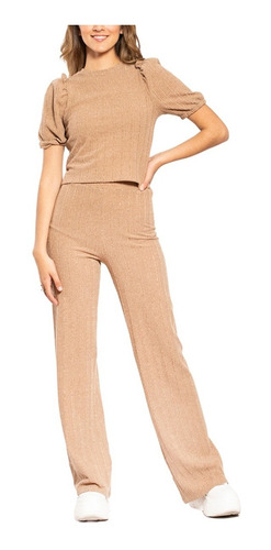 Pantalón Con Resorte En Cintura De Corte Semicampana