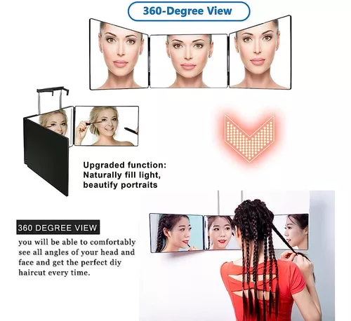 Espejo 360 – Espejo de 3 vías para corte de cabello – Espejo de peluquero  triple ajustable para cortar tu propio cabello – Sistema de corte de pelo