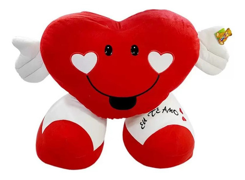 Almofada Decorativa De Pelúcia Formato Coração Com Mãos Love Cor Vermelho e Branco F1719