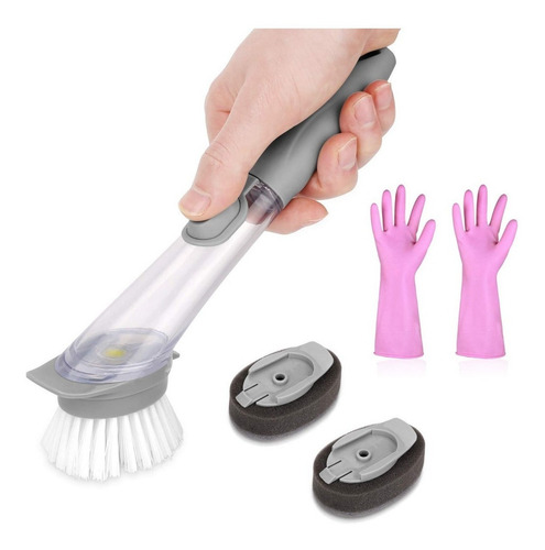 Cepillo Para Limpieza De Fregadero Con Dispensador De Jabón