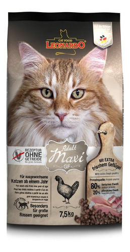 Alimento Leonardo Adult Maxi GF para gato adulto sabor pollo en bolsa de 7.5kg